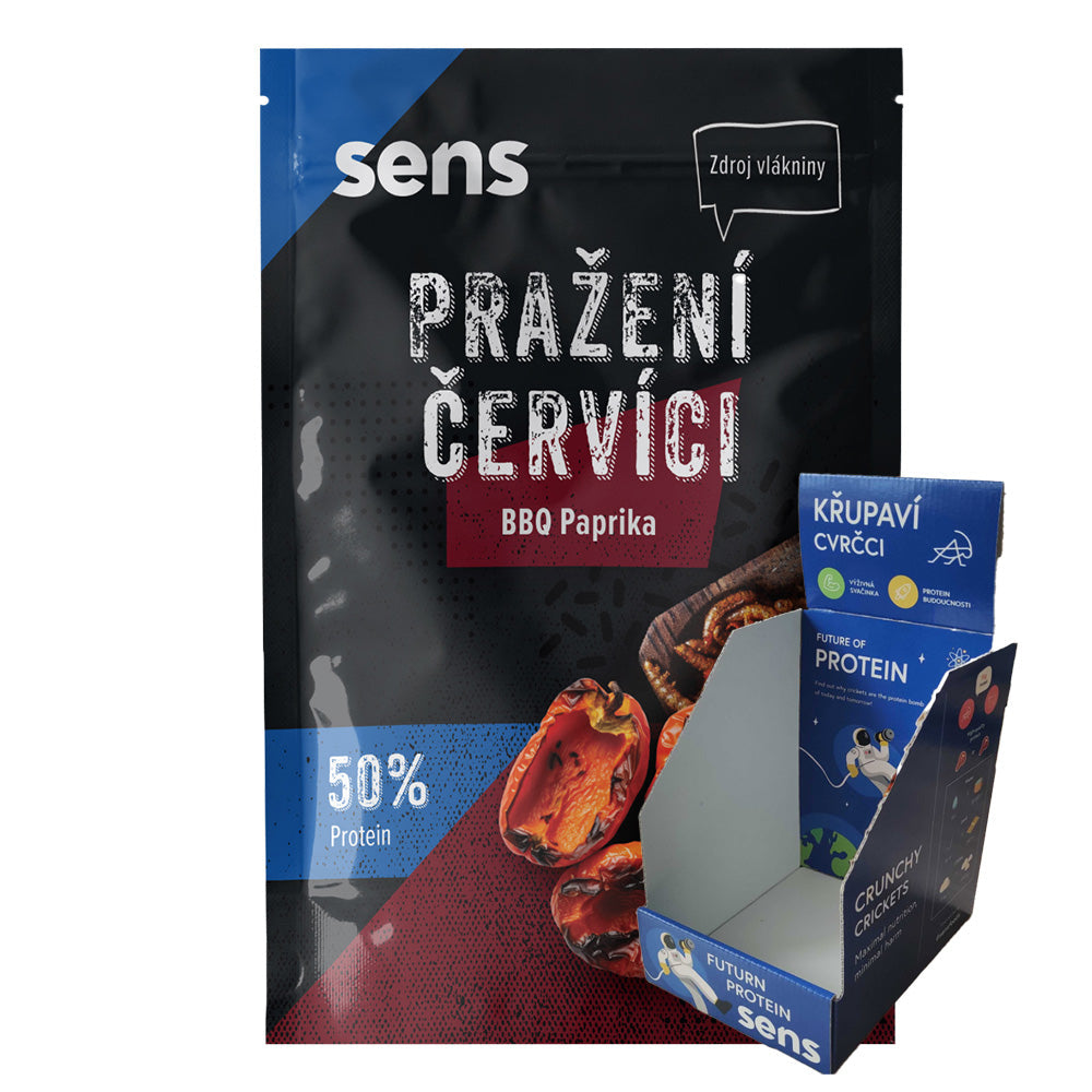Pražení červíci v pytlíčku - BBQ Paprika (12g) - box 15 kusů